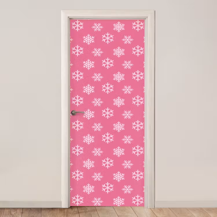 Deursticker - Sneeuwvlok - Kerst - Roze — 1