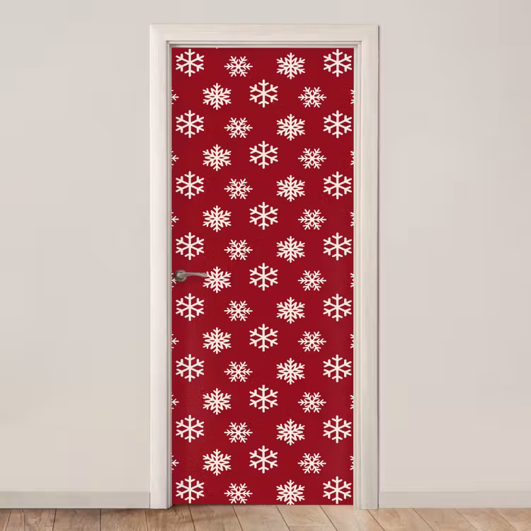 Deursticker - Sneeuwvlok - Rood - Wit - Kerst — 1
