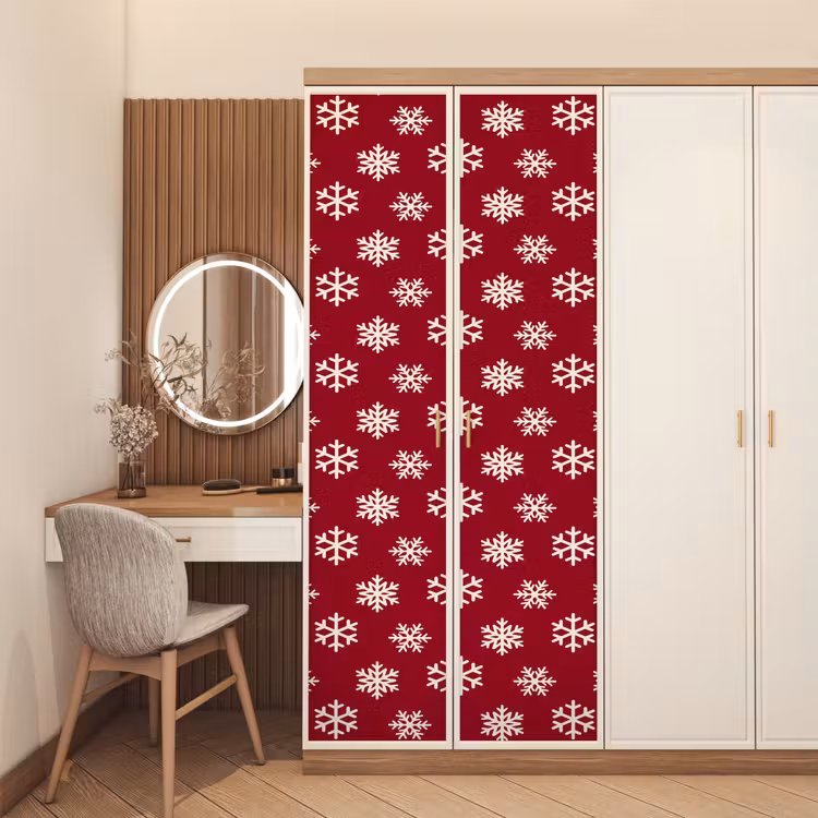 Deursticker - Sneeuwvlok - Rood - Wit - Kerst — 5