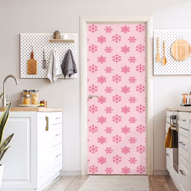 Deursticker - Sneeuwvlok - Roze - Kerst — 7