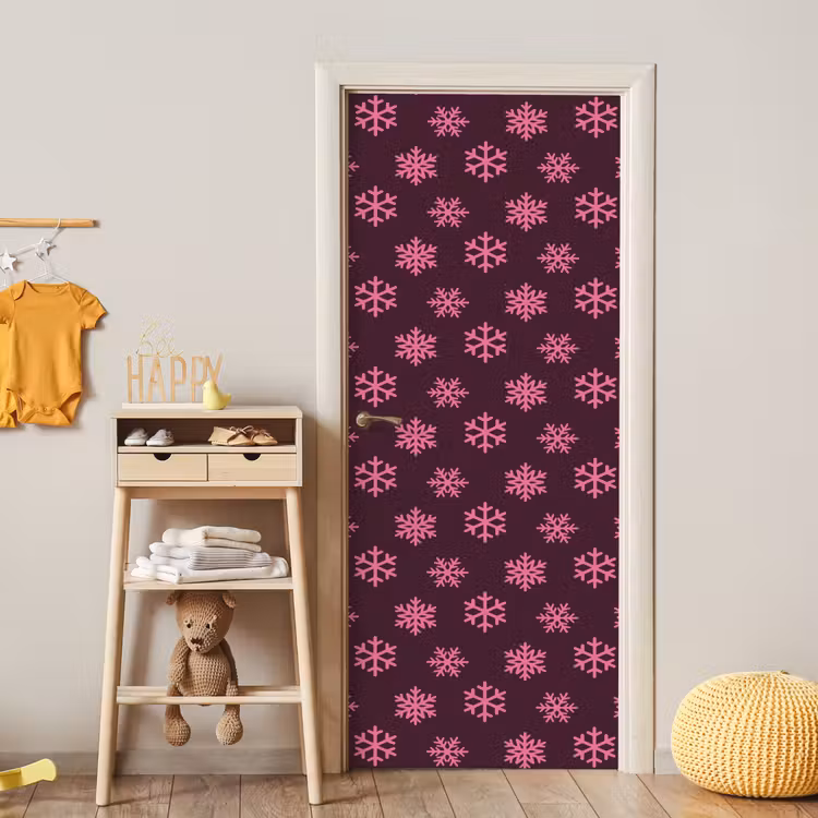 Deursticker - Sneeuwvlok - Roze - Paars - Kerst — 6