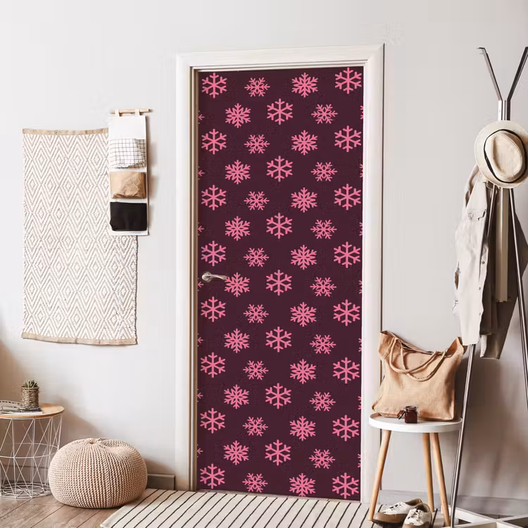 Deursticker - Sneeuwvlok - Roze - Paars - Kerst — 8