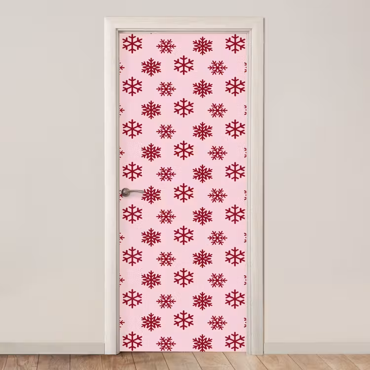 Deursticker - Sneeuwvlok - Roze - Rood - Kerst — 1