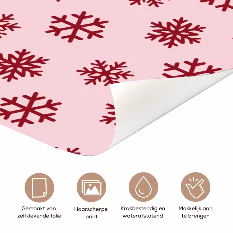 Deursticker - Sneeuwvlok - Roze - Rood - Kerst — 3