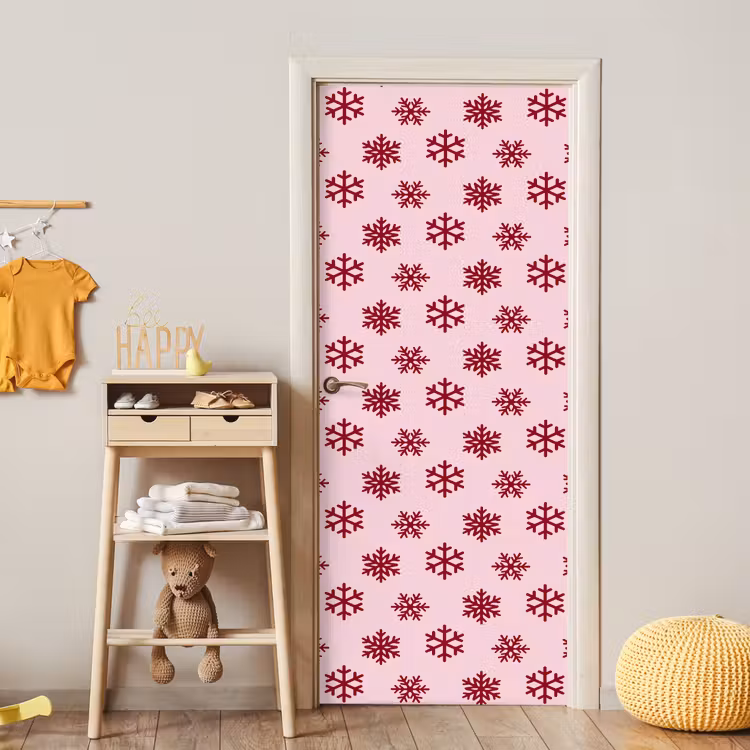 Deursticker - Sneeuwvlok - Roze - Rood - Kerst — 6