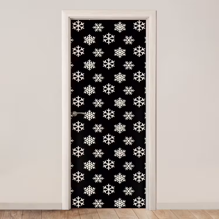 Deursticker - Sneeuwvlok - Zwart - Wit - Kerst — 1