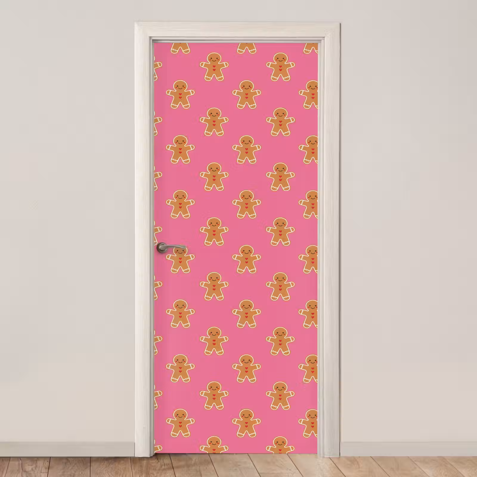 Deursticker - Peperkoek - Kerst - Roze - Bruin — 1