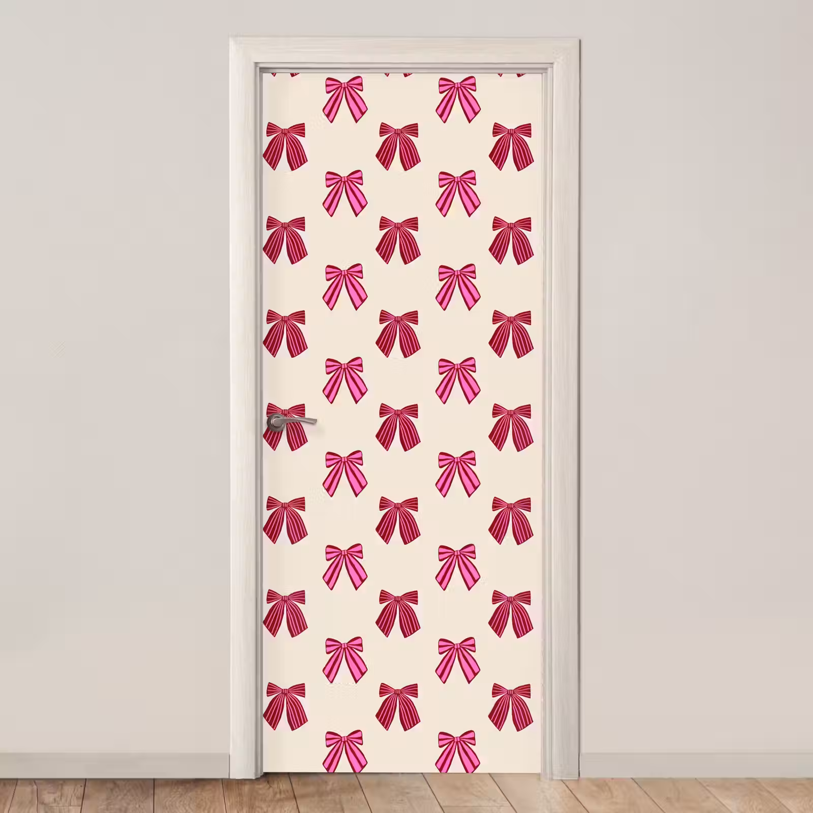 Deursticker - Strikken - Kerst - Roze - Crème — 1