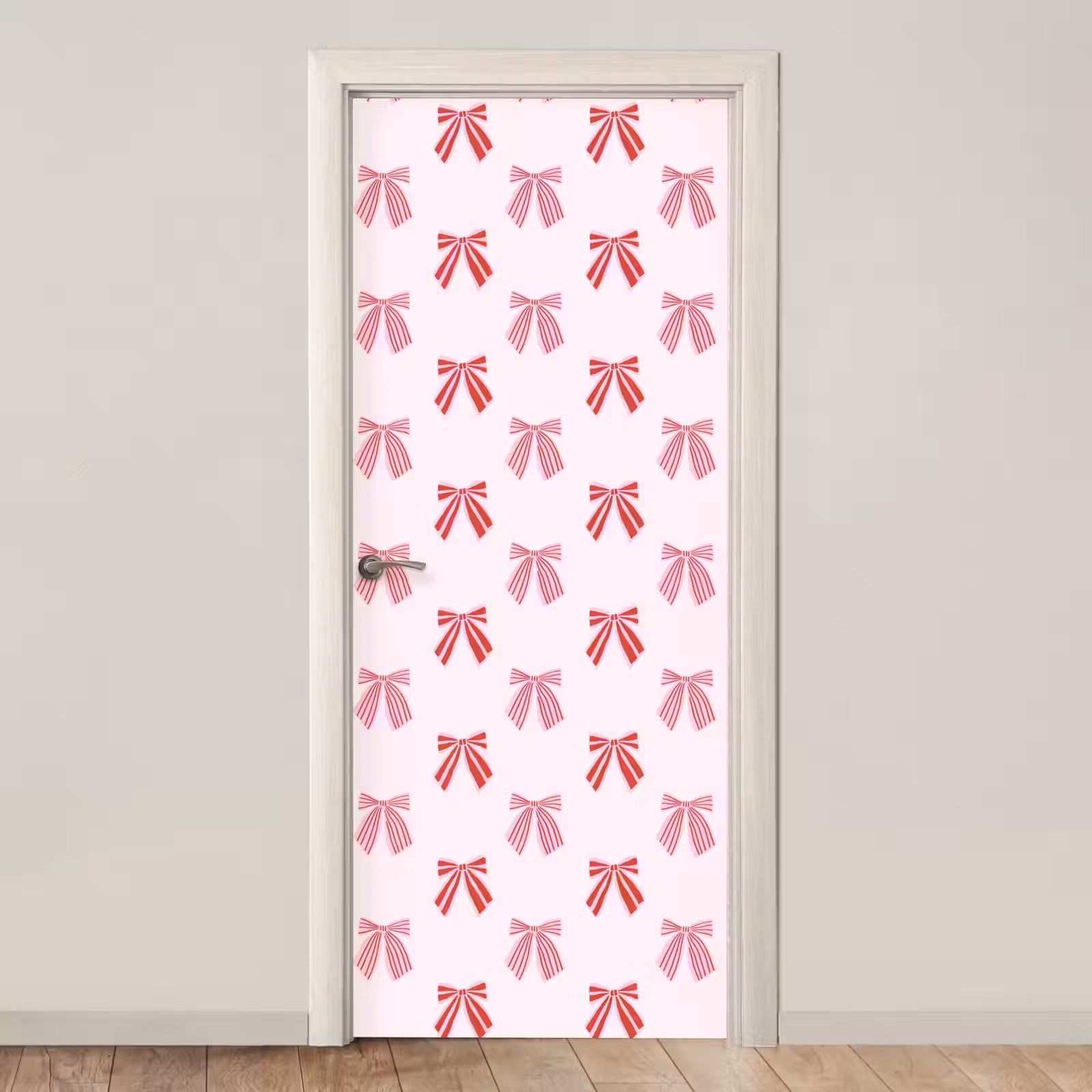 Deursticker - Strikken - Kerst - Roze - Rood — 1