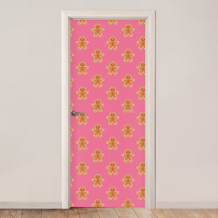 Deursticker - Peperkoek - Kerst - Roze - Bruin — 1