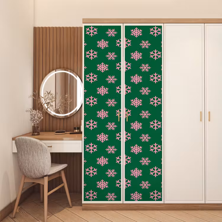 Deursticker - Sneeuwvlok - Groen - Roze - Kerst — 5