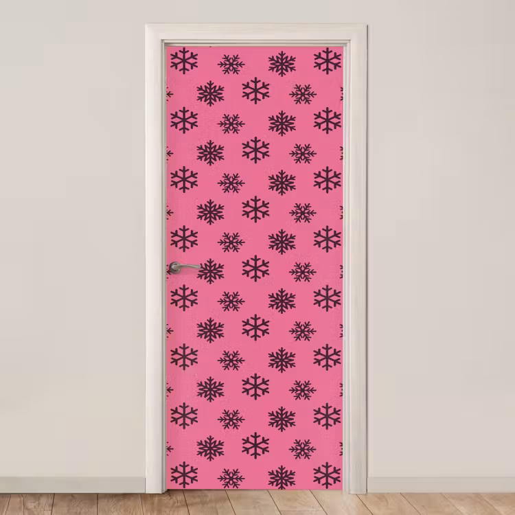Deursticker - Sneeuwvlok - Paars - Roze - Kerst — 1