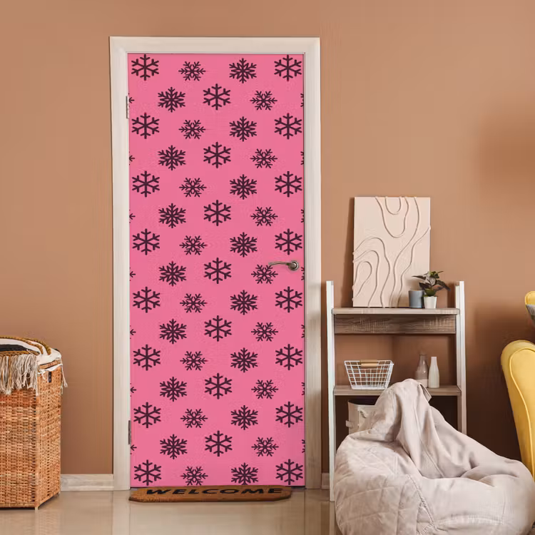 Deursticker - Sneeuwvlok - Paars - Roze - Kerst — 2
