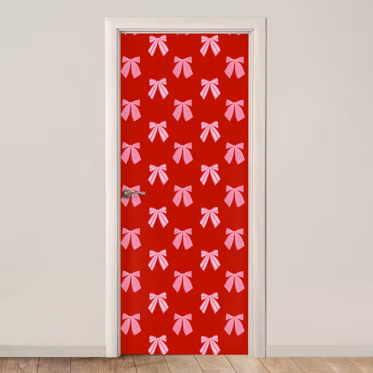 Deursticker - Strikken - Kerst - Rood - Roze — 1