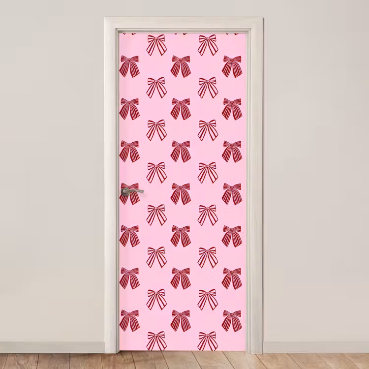 Deursticker - Strikken - Kerst - Roze - Burgundy — 1