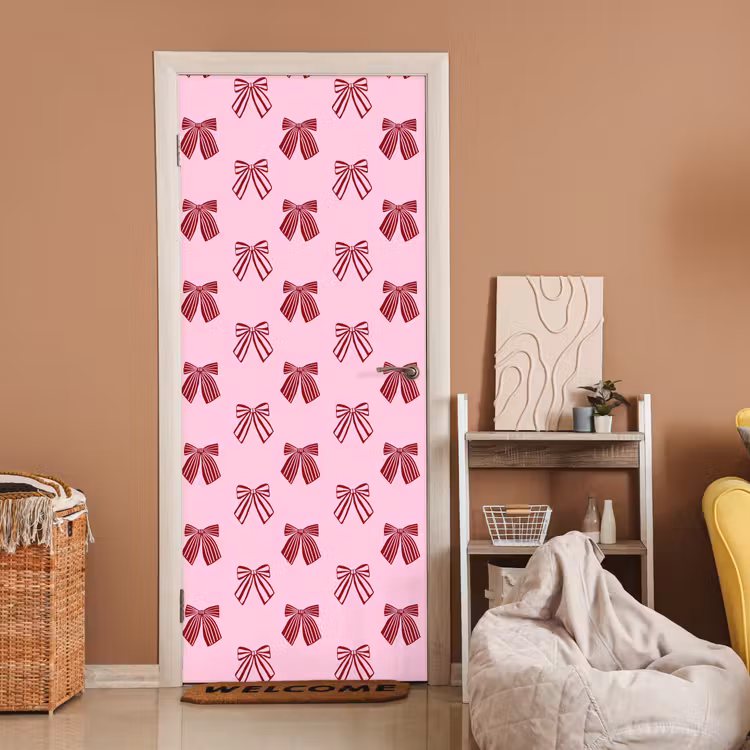 Deursticker - Strikken - Kerst - Roze - Burgundy — 2