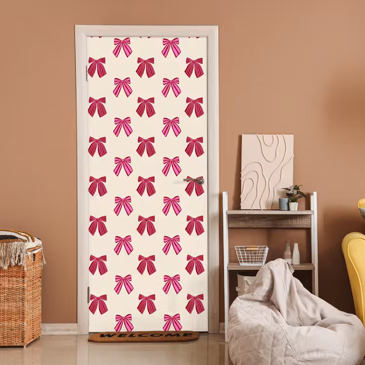 Deursticker - Strikken - Kerst - Roze - Crème — 2