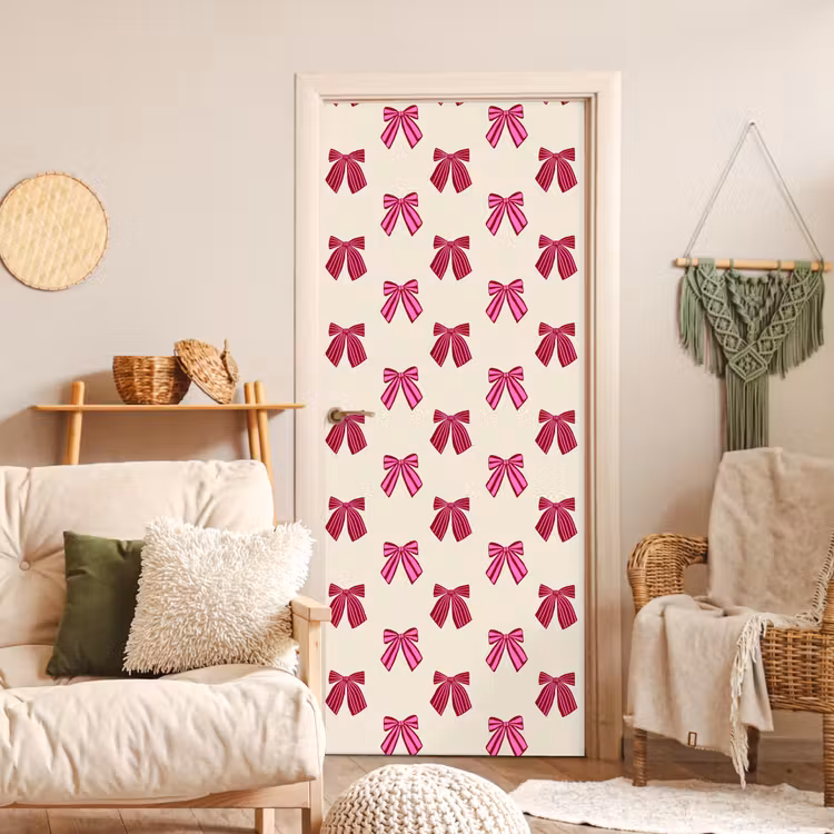Deursticker - Strikken - Kerst - Roze - Crème — 4