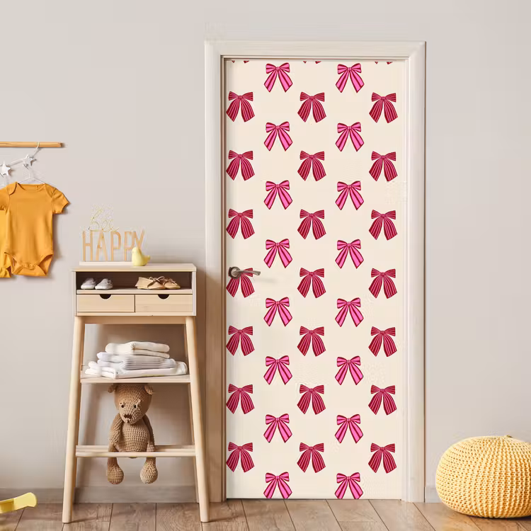 Deursticker - Strikken - Kerst - Roze - Crème — 6