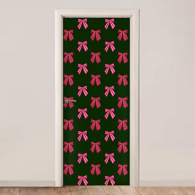 Deursticker - Strikken - Kerst - Roze - Groen — 1