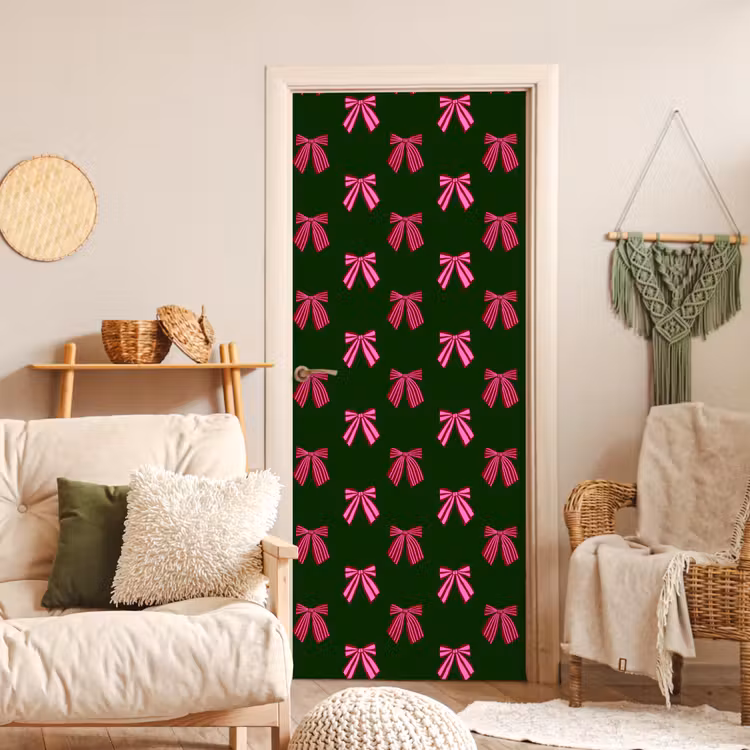 Deursticker - Strikken - Kerst - Roze - Groen — 4