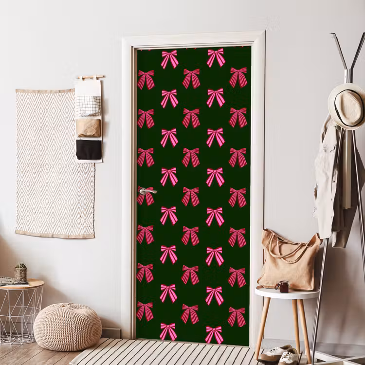 Deursticker - Strikken - Kerst - Roze - Groen — 8