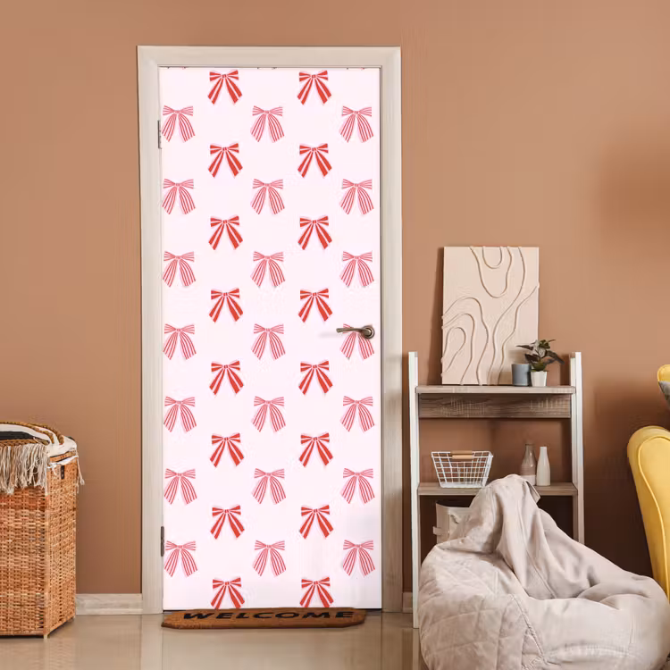 Deursticker - Strikken - Kerst - Roze - Rood — 2