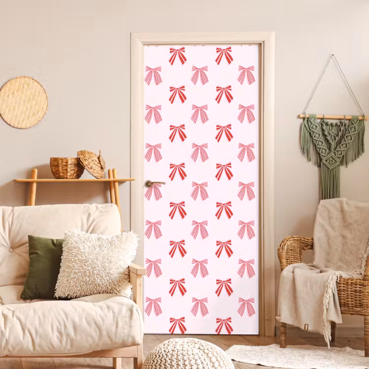 Deursticker - Strikken - Kerst - Roze - Rood — 4