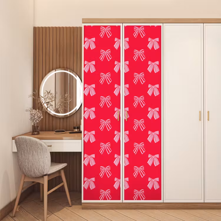 Deursticker - Strikken - Kerstmis - Rood - Roze — 5