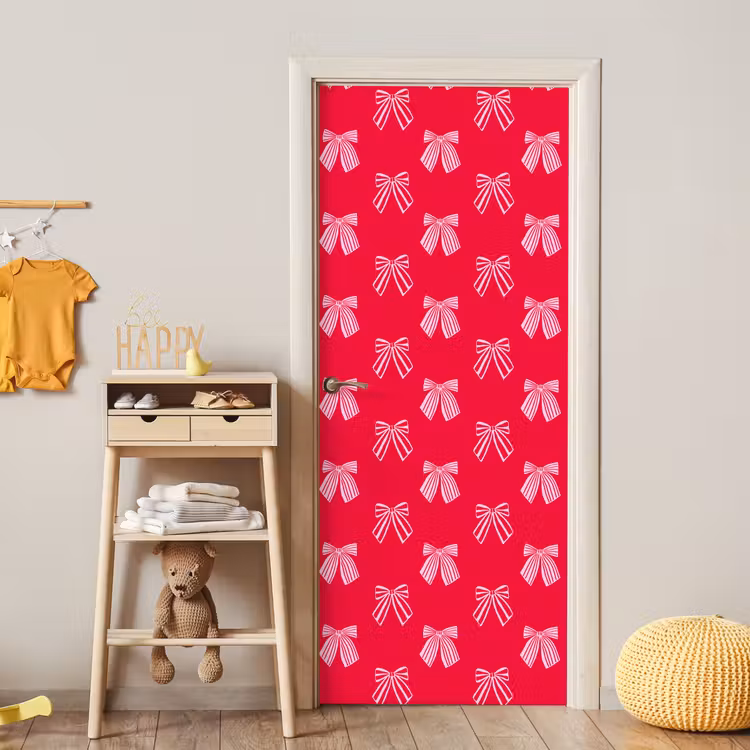 Deursticker - Strikken - Kerstmis - Rood - Roze — 6
