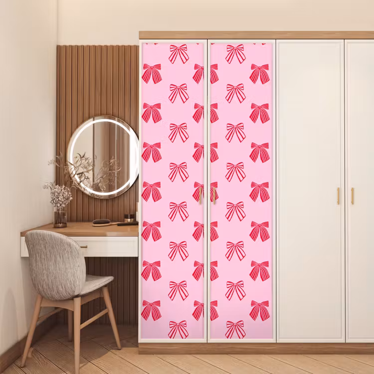 Deursticker - Strikken - Kerstmis - Roze - Rood — 5