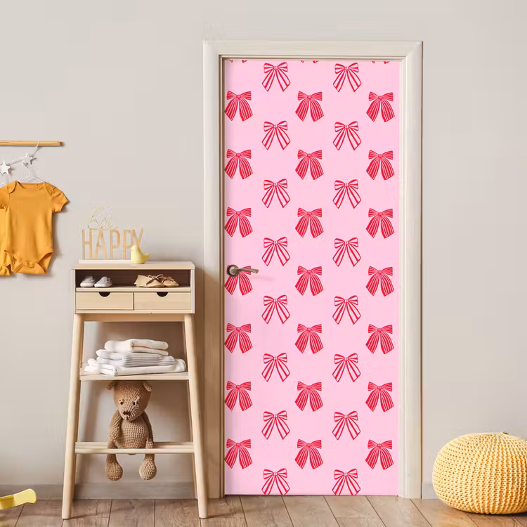 Deursticker - Strikken - Kerstmis - Roze - Rood — 6