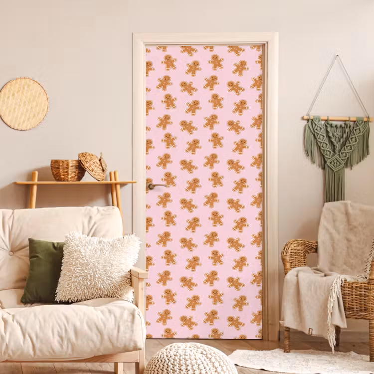 Deursticker - Peperkoek - Bruin - Roze - Kerst — 4