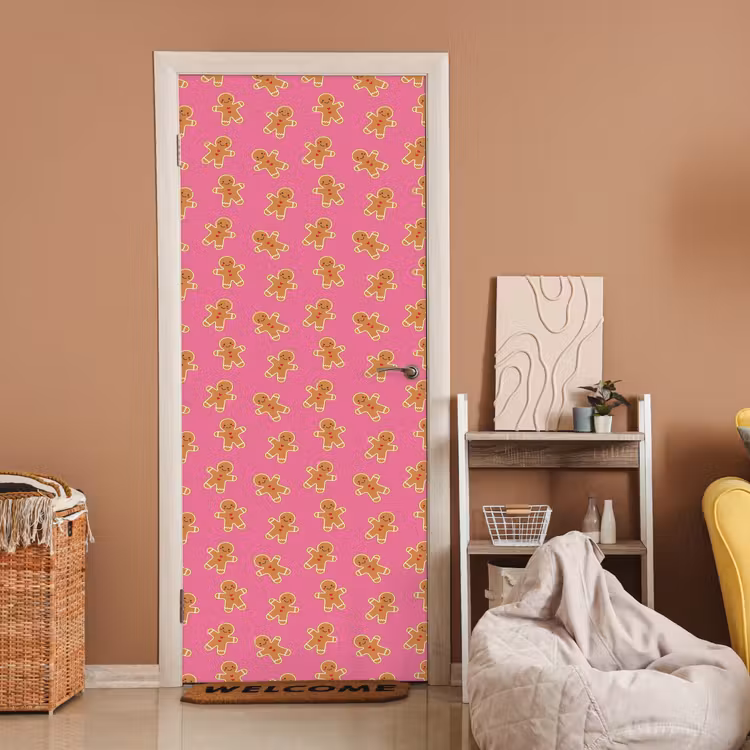 Deursticker - Peperkoek - Roze - Bruin - Kerst — 2