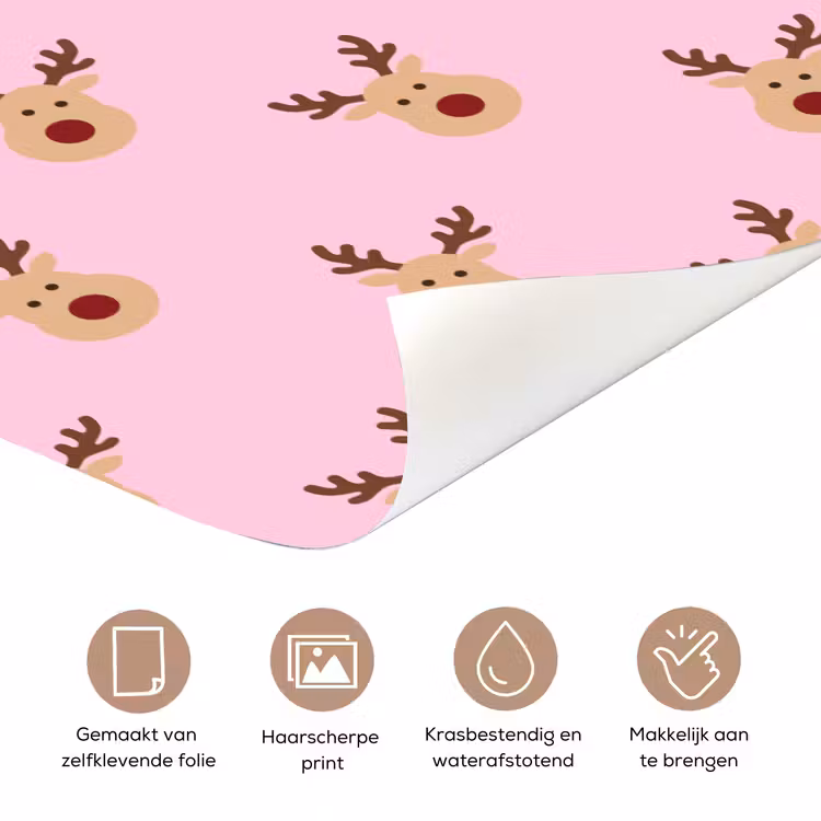 Deursticker - Rendieren - Kerst - Roze — 3