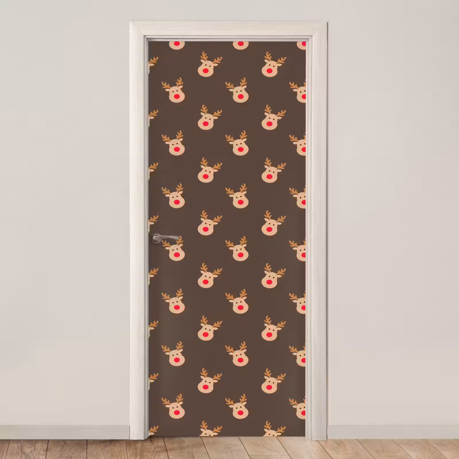 Deursticker - Kerst - Rendieren - Bruin — 1