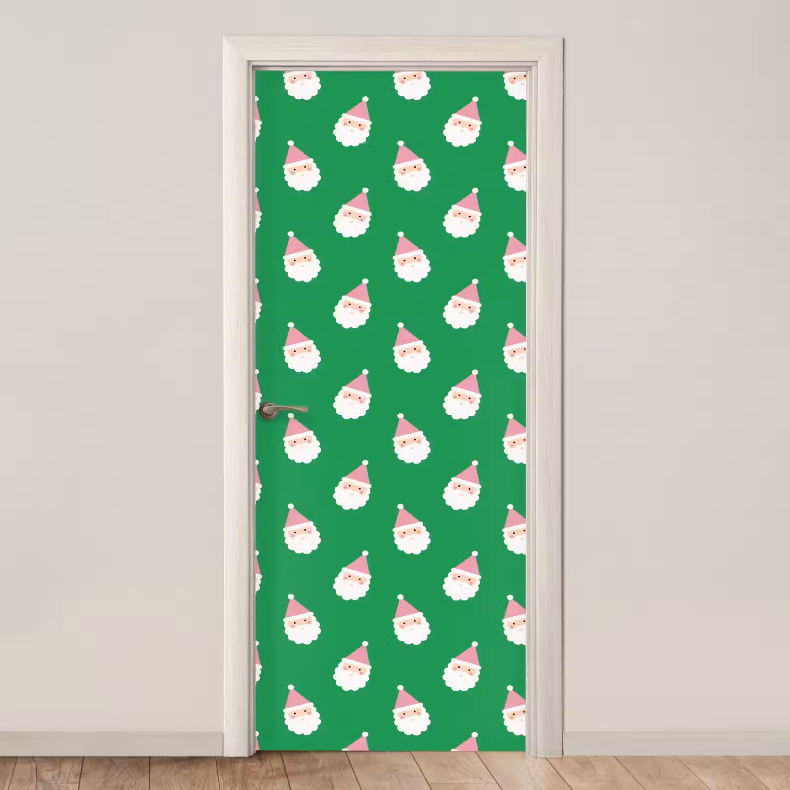 Deursticker - Kerstman - Kerst - Roze - Groen — 1