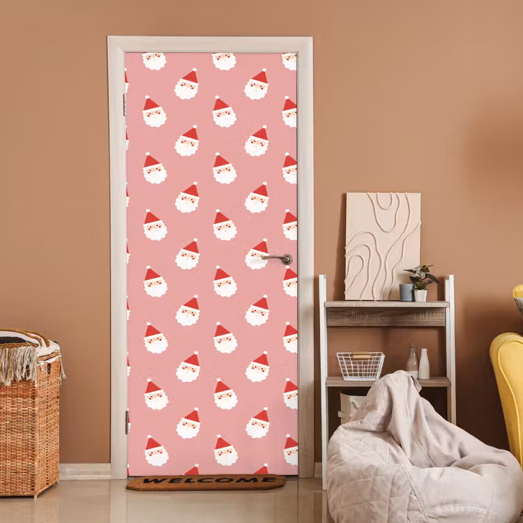 Deursticker - Kerst - Kerstman - Roze — 2