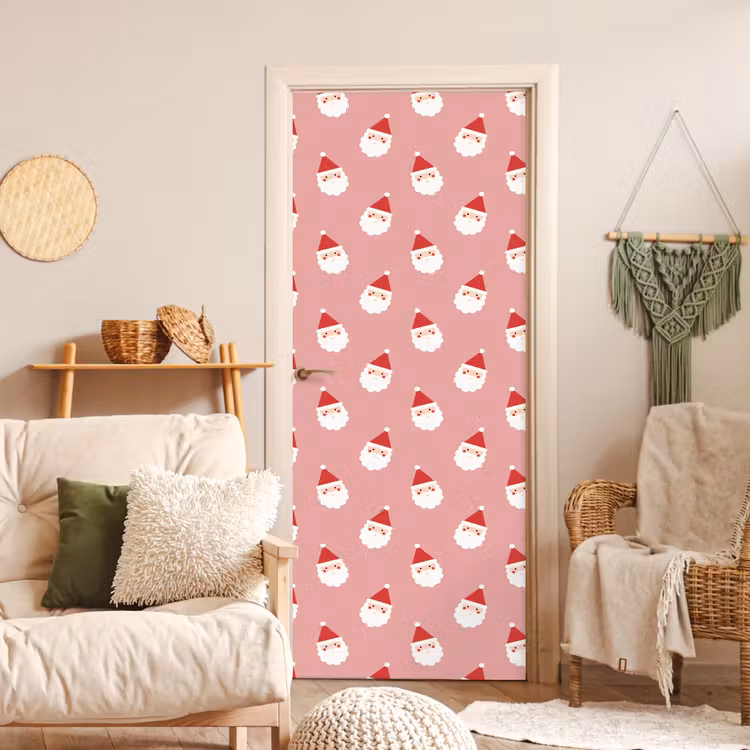 Deursticker - Kerst - Kerstman - Roze — 4
