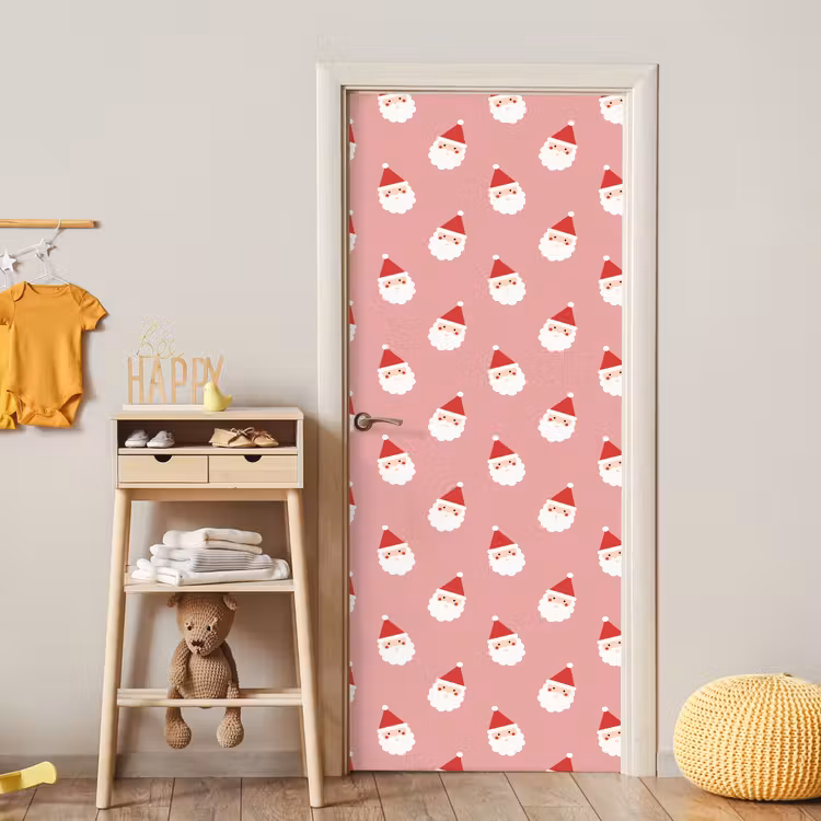 Deursticker - Kerst - Kerstman - Roze — 6