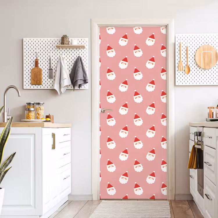 Deursticker - Kerst - Kerstman - Roze — 7