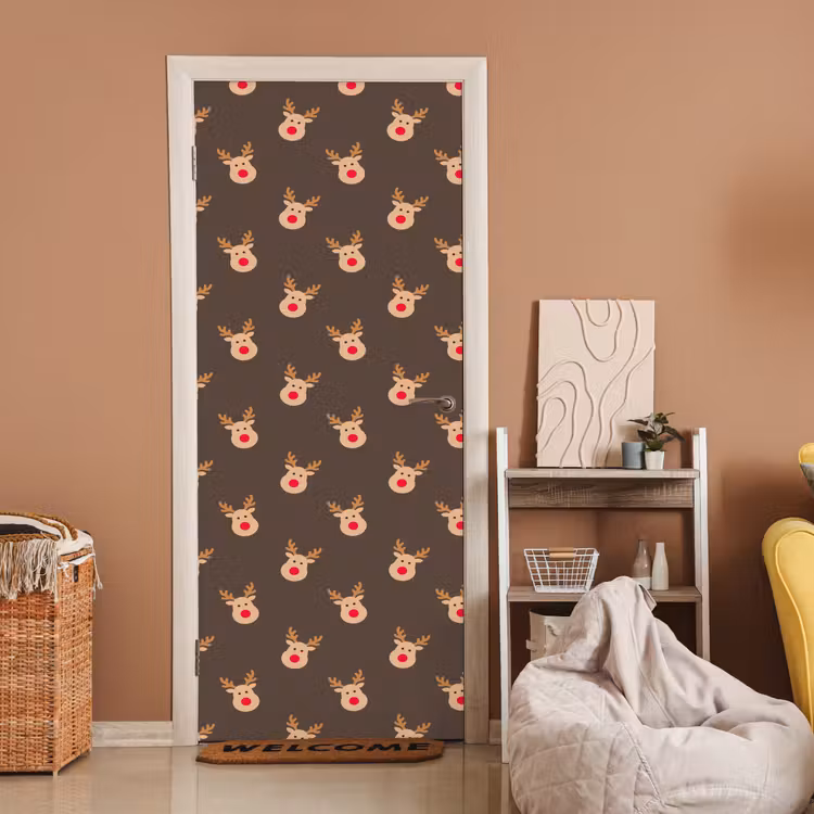 Deursticker - Kerst - Rendieren - Bruin — 2