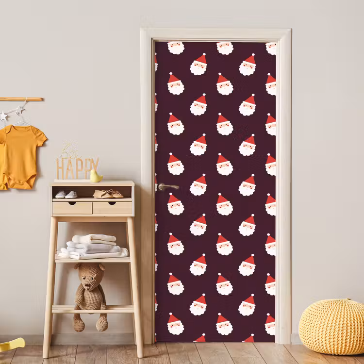 Deursticker - Kerstman - Kerst - Donker - Rood — 6