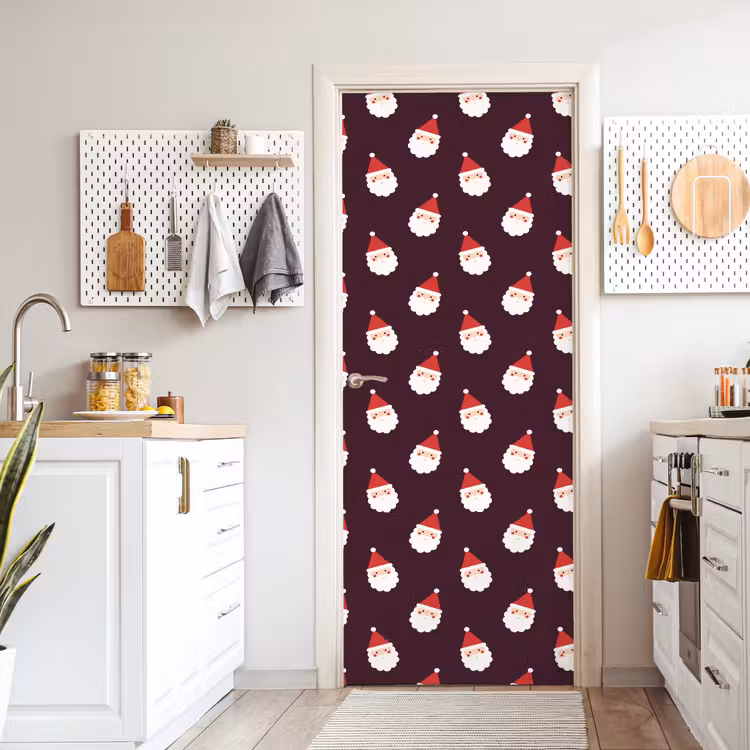 Deursticker - Kerstman - Kerst - Donker - Rood — 7