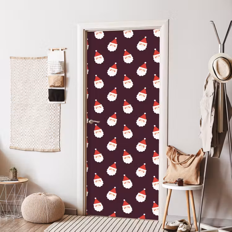 Deursticker - Kerstman - Kerst - Donker - Rood — 8