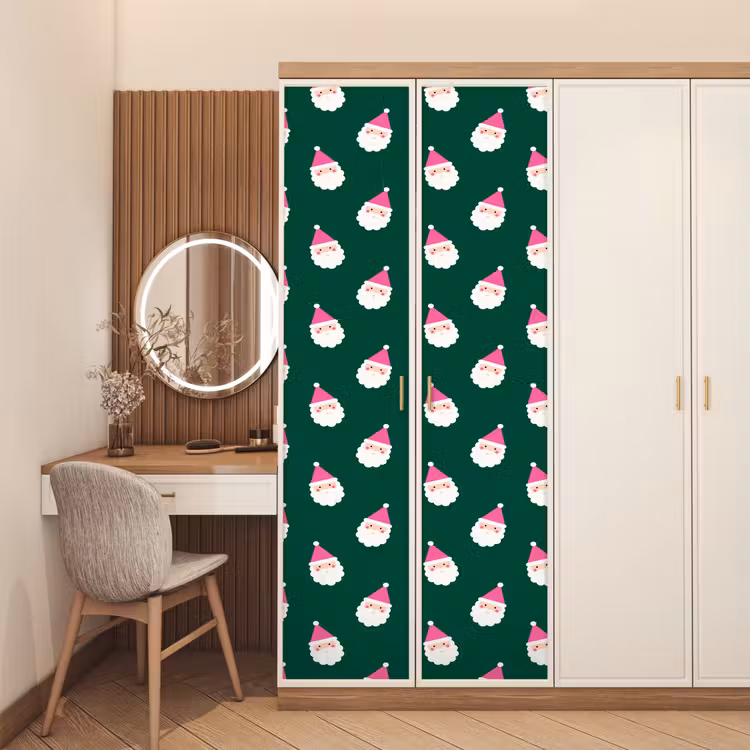 Deursticker - Kerstman - Kerst - Groen - Roze — 5