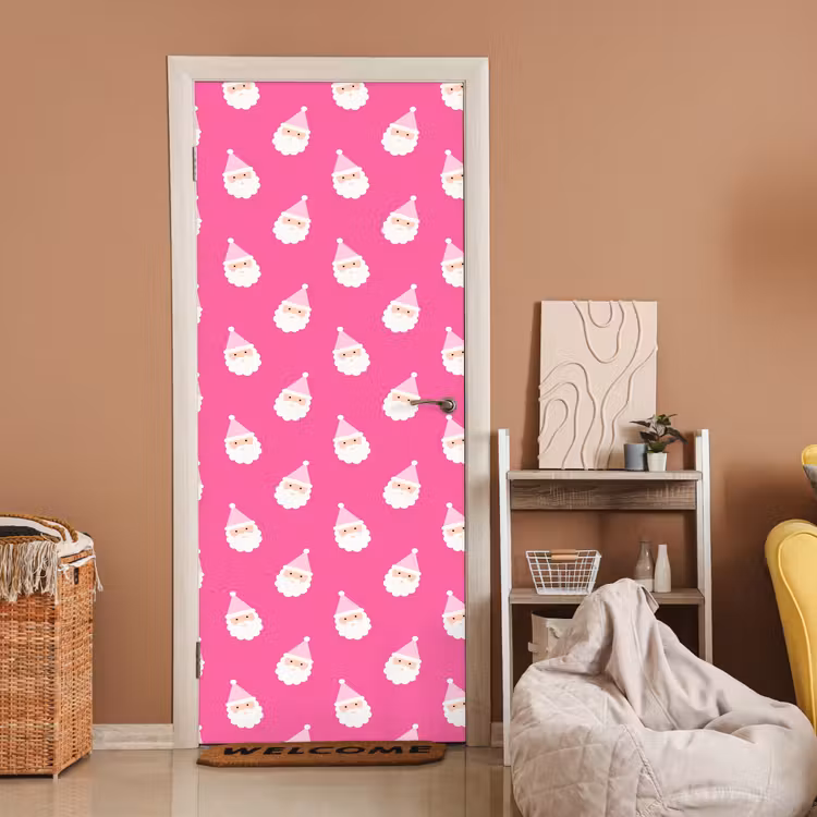 Deursticker - Kerstman - Kerst - Neon - Roze — 2