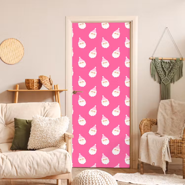 Deursticker - Kerstman - Kerst - Neon - Roze — 4