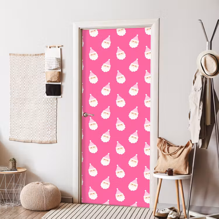 Deursticker - Kerstman - Kerst - Neon - Roze — 8
