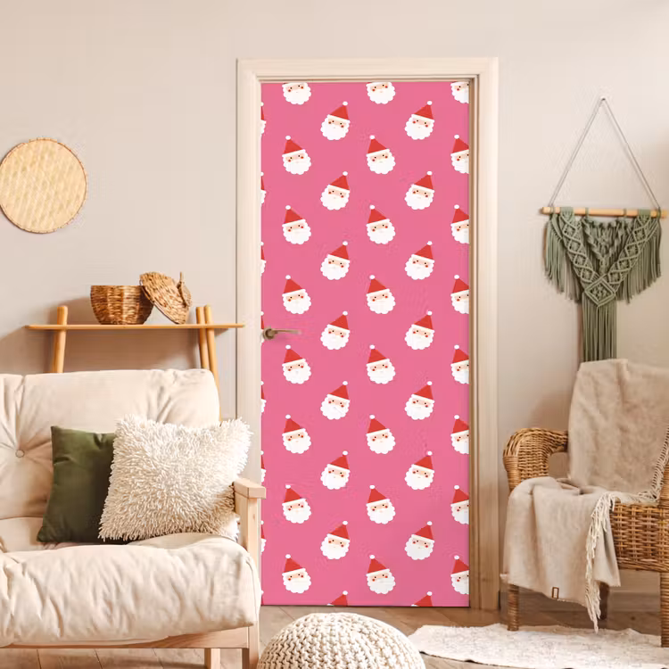 Deursticker - Kerstman - Kerst - Rood - Roze — 4